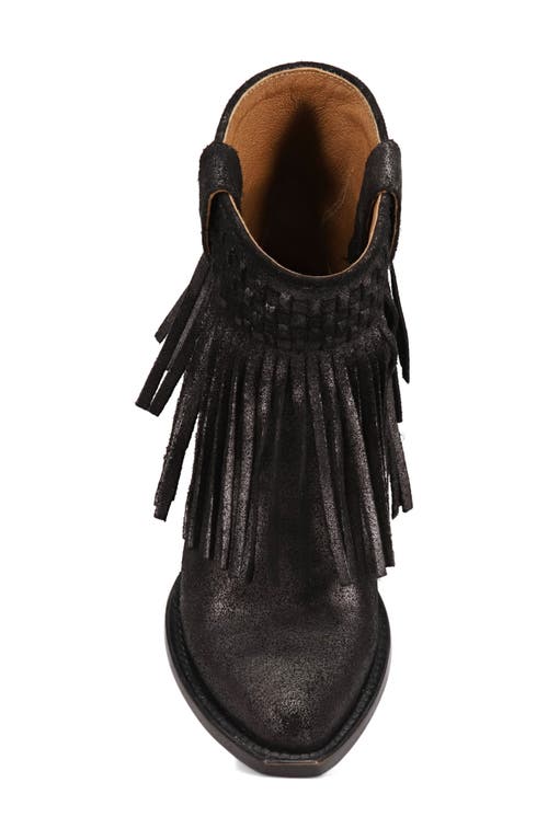 Frye Sacha Fringe Bootie In Black Metallic