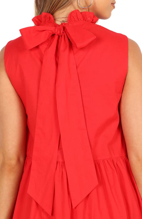 Petal And Pup Petal & Pup Bradshaw Colorblock Tiered Cotton Shift Dress In Red