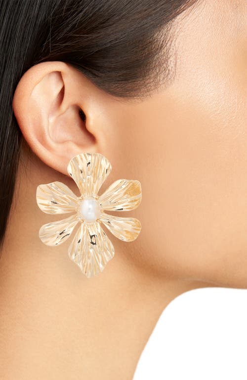 Shop Tasha Imitation Pearl Flower Stud Earrings In Gold/pearl