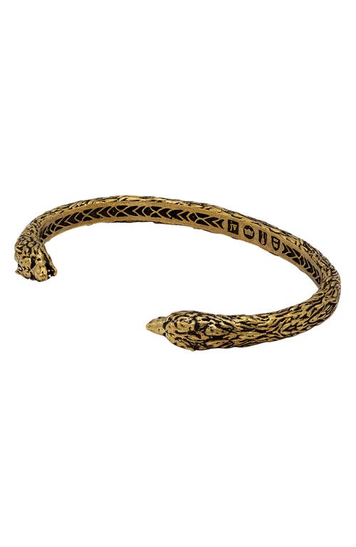 Men's Wolf Cuff Bracelet in Brass