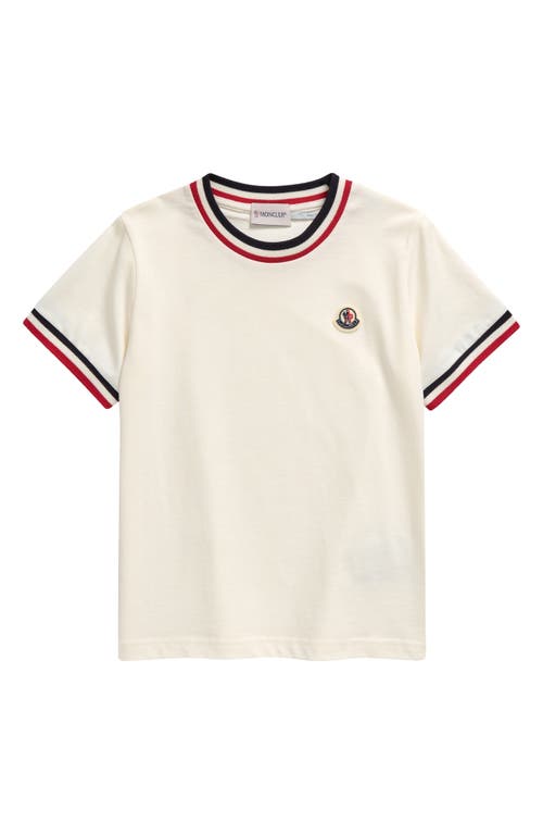 Shop Moncler Kids' Stripe Trim T-shirt In White