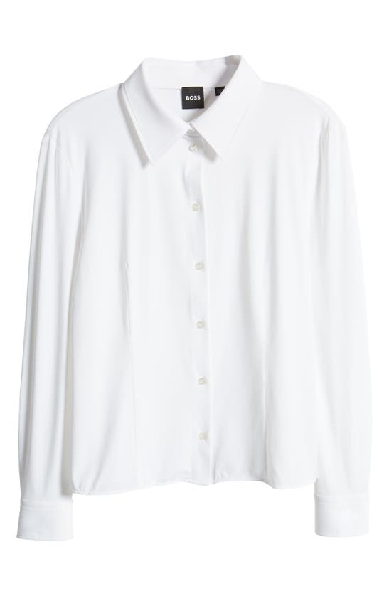 Shop Hugo Boss Solid Button-up Shirt In White