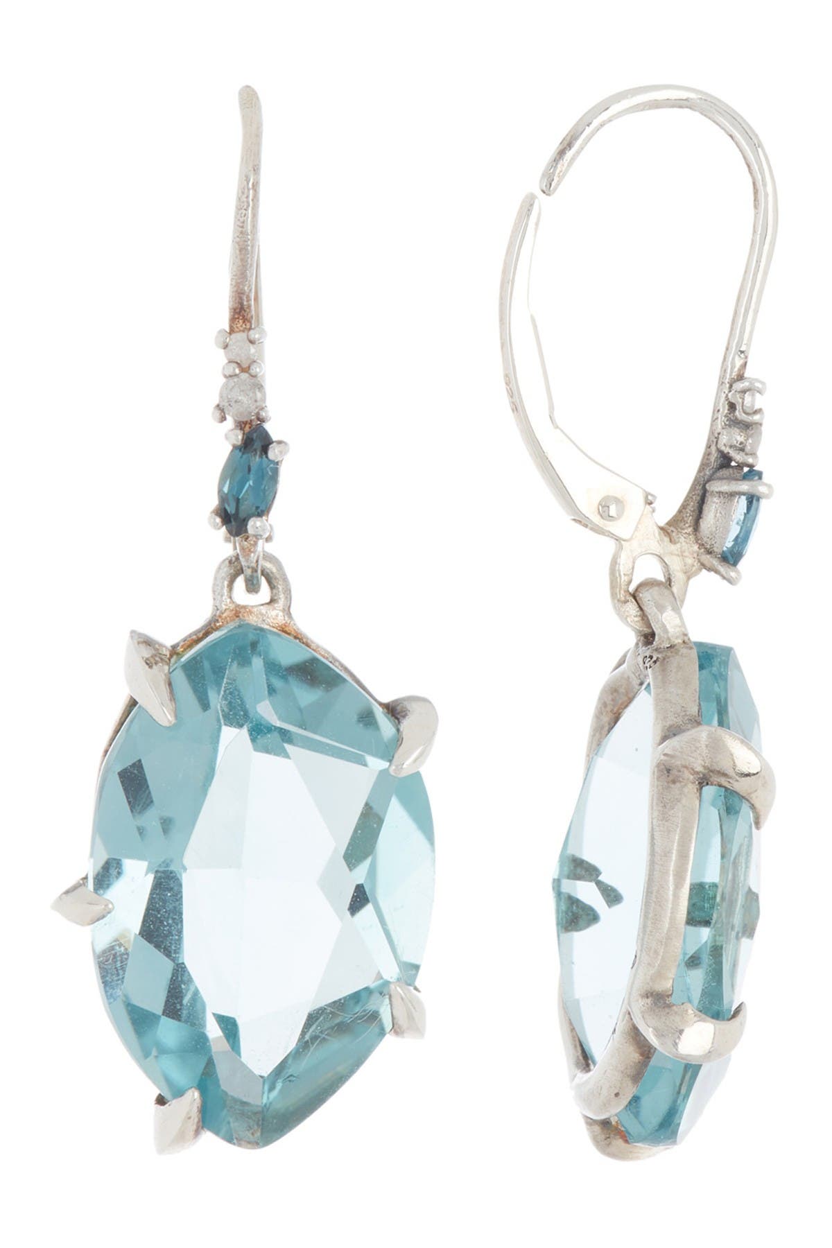 Alexis Bittar Sterling Silver Faceted Quartz With Diamond & Topaz Cluster Drop Earrings In D0.03 Si2si1 Lbt Ss