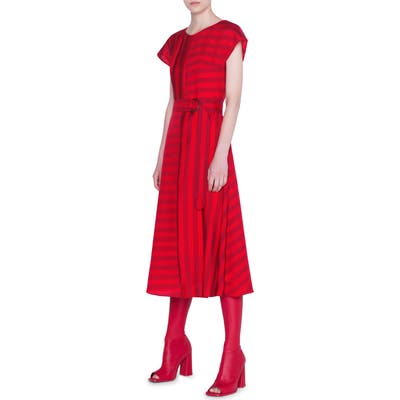 Akris Punto Tonal Kodak Stripe Midi Dress, Red