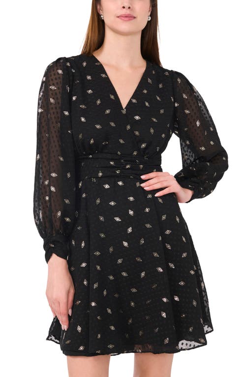 Shop Halogenr Halogen(r) Long Sleeve Chiffon Minidress In Rich Black