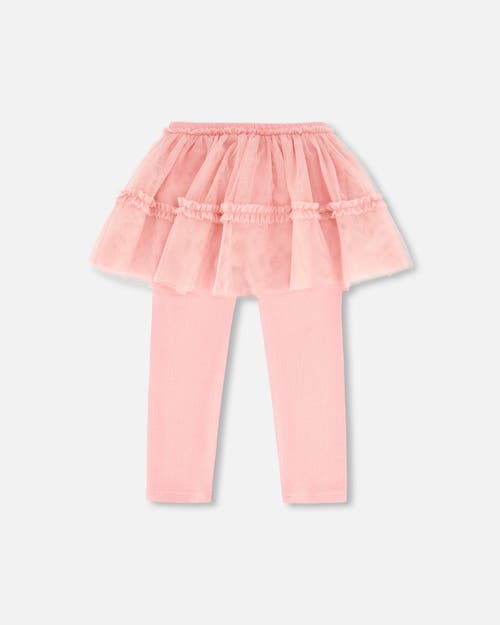 Shop Deux Par Deux Girl's Leggings With Tulle Skirt Pink In Mauve Glow