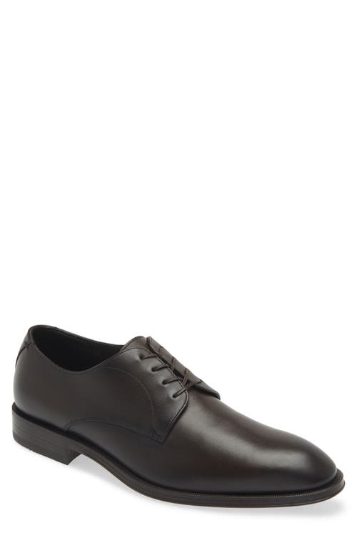 Hugo Boss Derby Shoes In Smooth And Printed Leather In Dark Brown