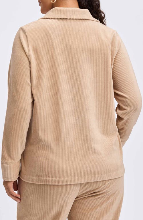 Foxcroft Sammy Corduroy Polo Top In Khaki