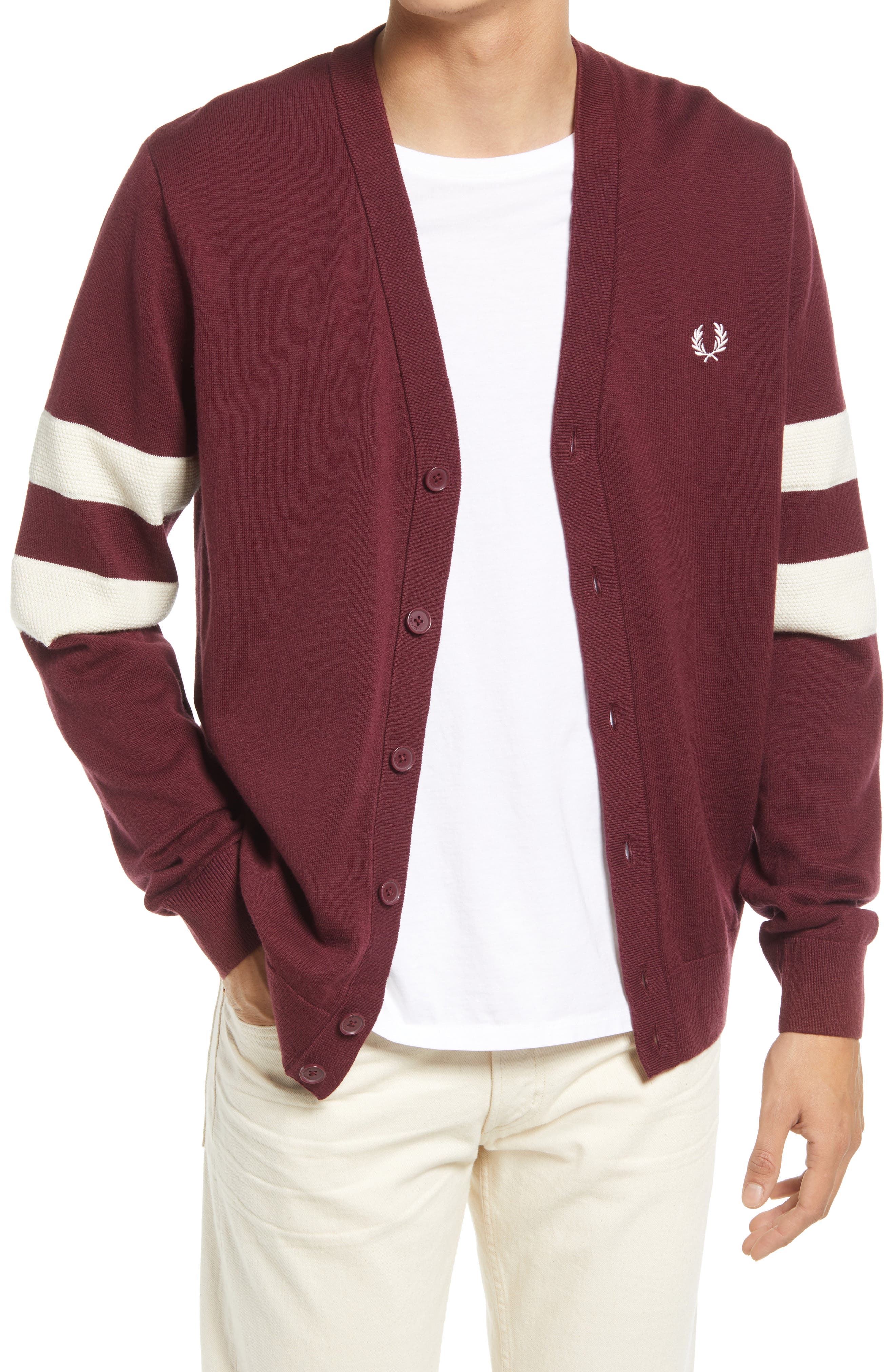 fred perry tipped sleeve cardigan