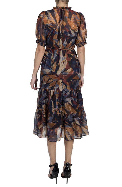 Shop Julia Jordan Abstract Print A-line Dress In Brown Multi