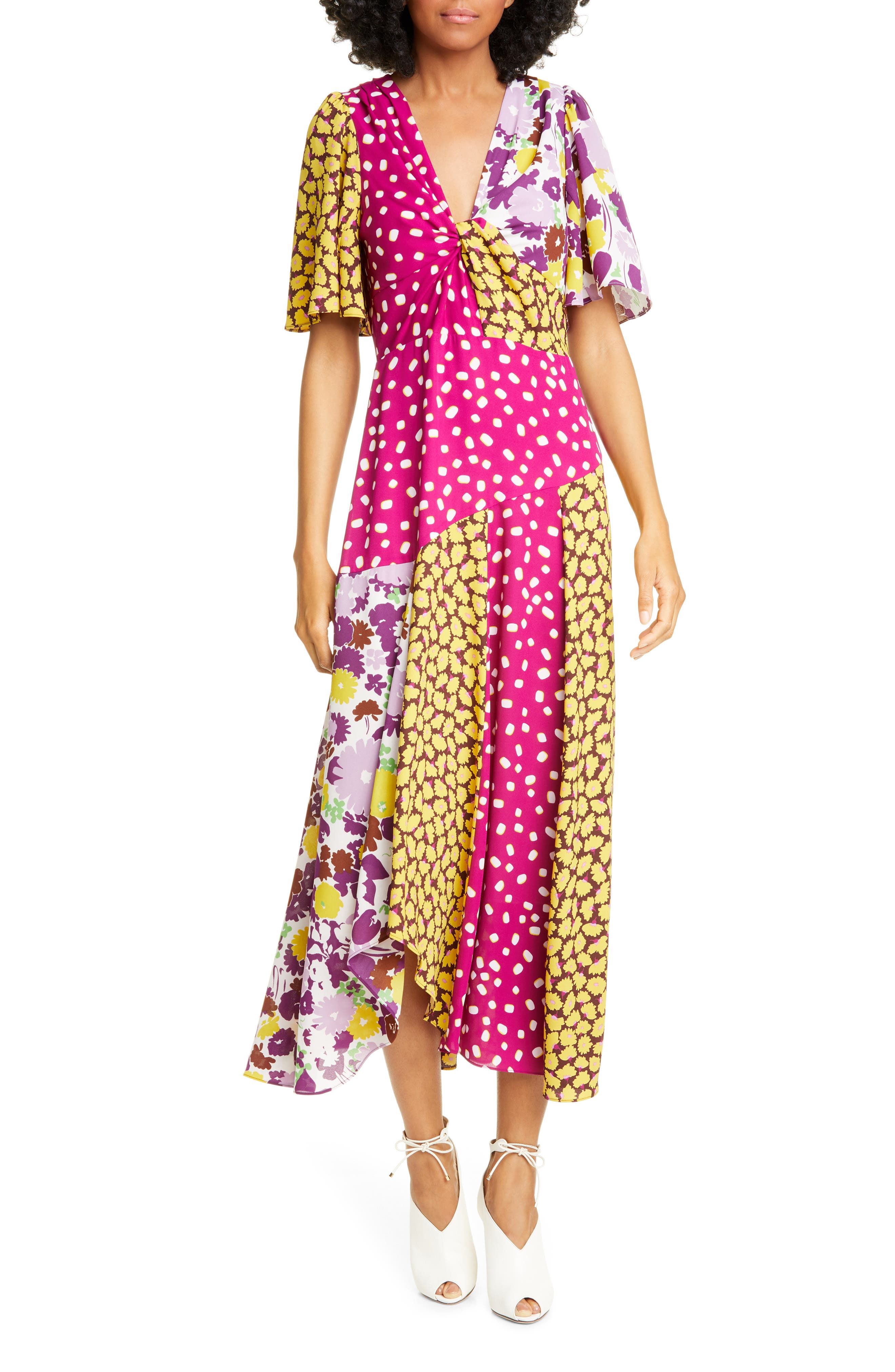 Kate Spade New York Swing Flora Mix Print Dress, Pink