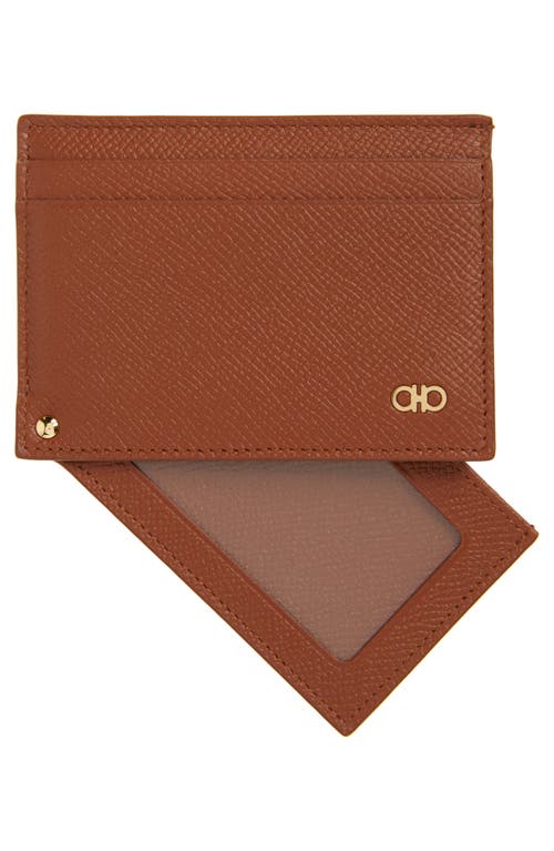 Shop Ferragamo Leather Card Case In New Cognac