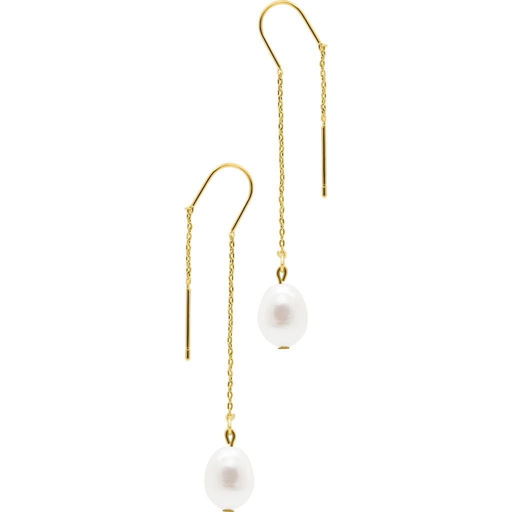 Adornia 14k Gold Plated Threader Earings With Freshwater Pearl In White