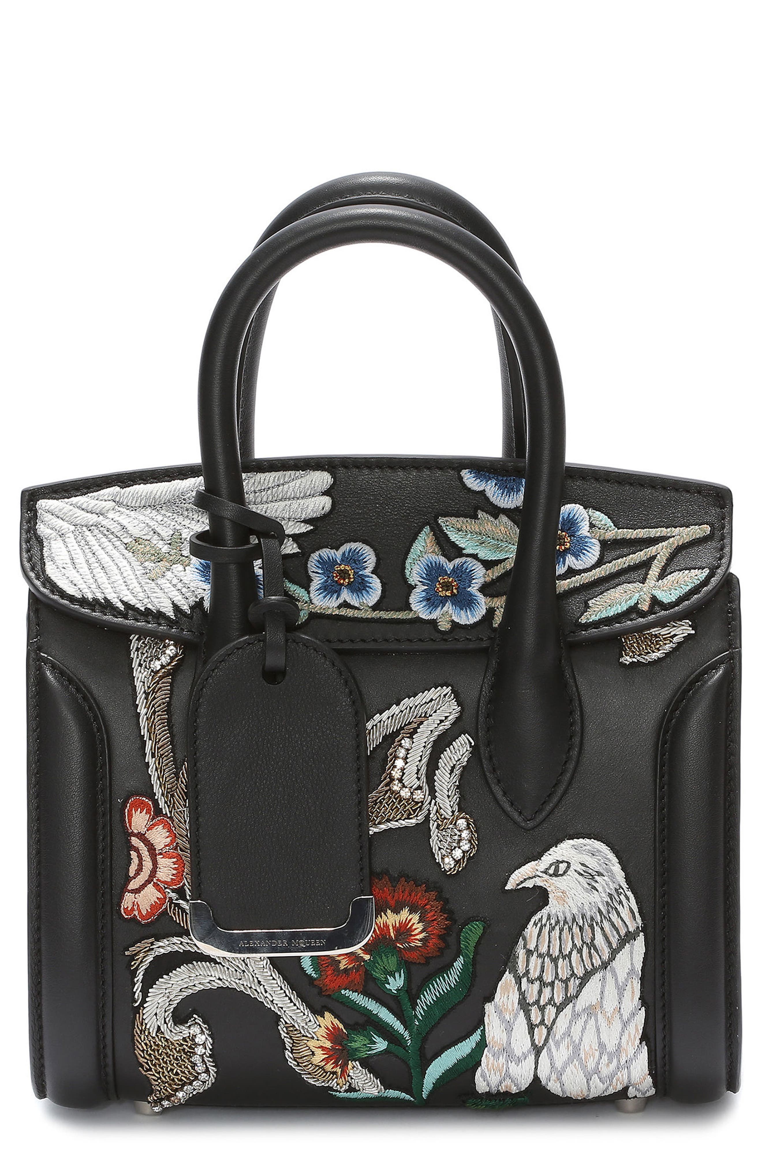 Alexander McQueen Mini Heroine Embroidered Calfskin & Genuine Snakeskin