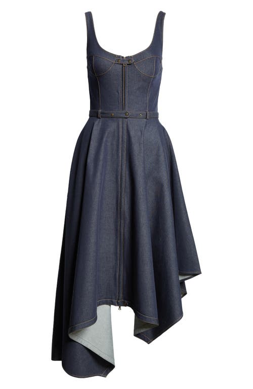 Shop Monse Asymmetric Stretch Denim Sundress In Indigo