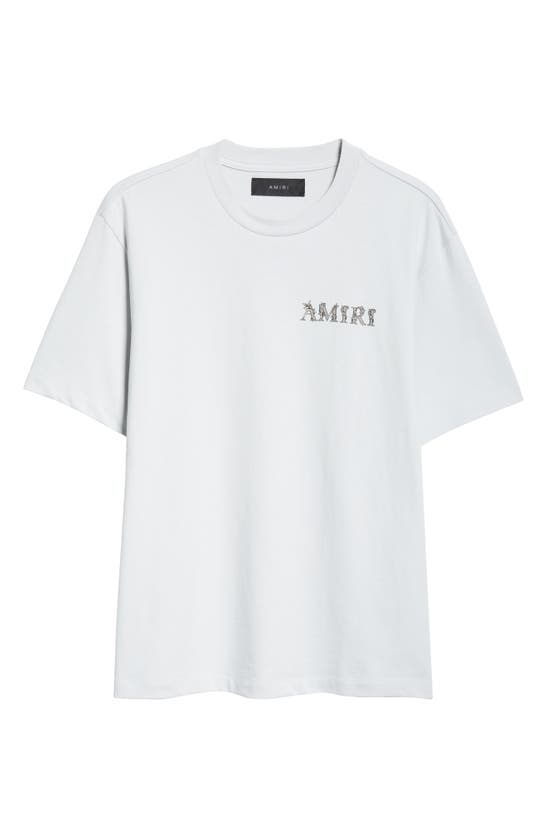 Shop Amiri Baroque Logo Cotton Graphic T-shirt In Gray Dawn