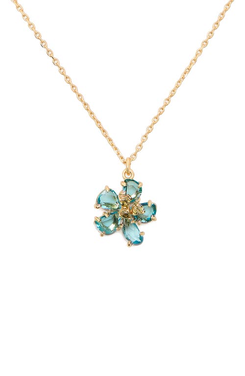 paradise flower mini pendant necklace in Blue Gold