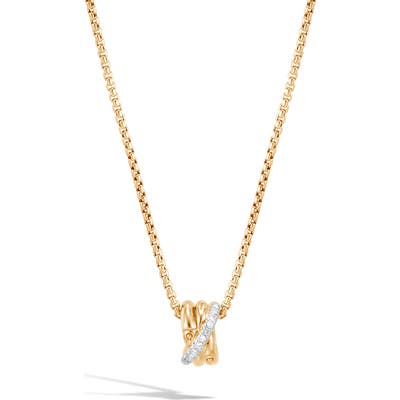 John Hardy Bamboo Diamond Pave Pendant Necklace