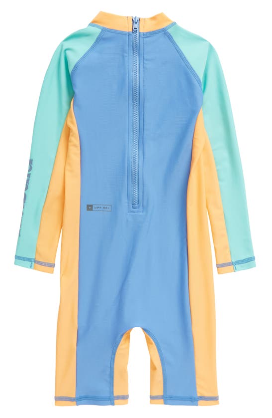 Shop Rip Curl Kids' Mystic Long Sleeve One-piece Rashguard Swimsuit In Blue Yonder