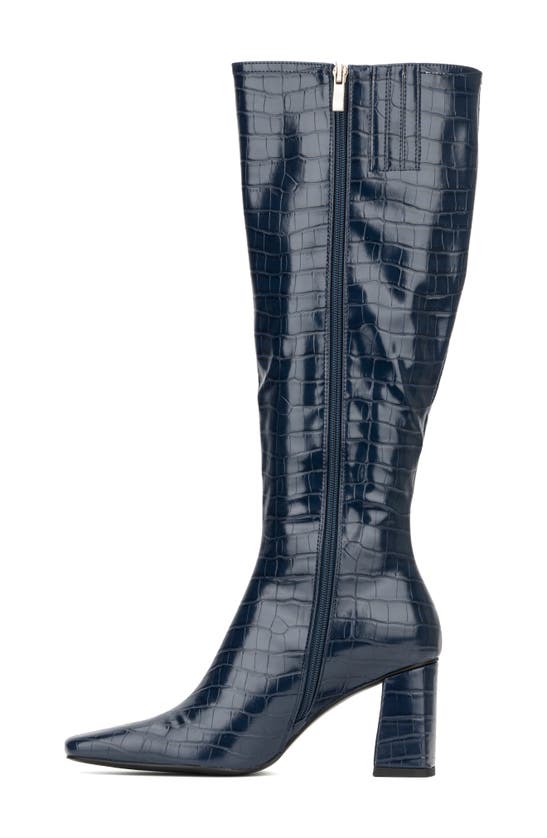 Torgeis Angelica Croc Embossed Tall Boot In Blue