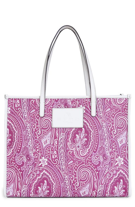 Click to view more detailed imagery on our partner's website Etro Paisley Print Colorblock Coated Canvas Shopper In Multi