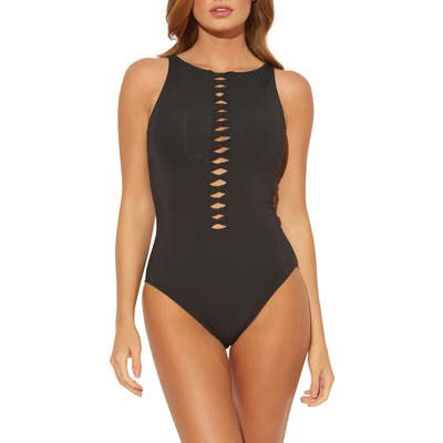 Bleu By Rod Beattie Twister Mio One-Piece Swimsuit, Black