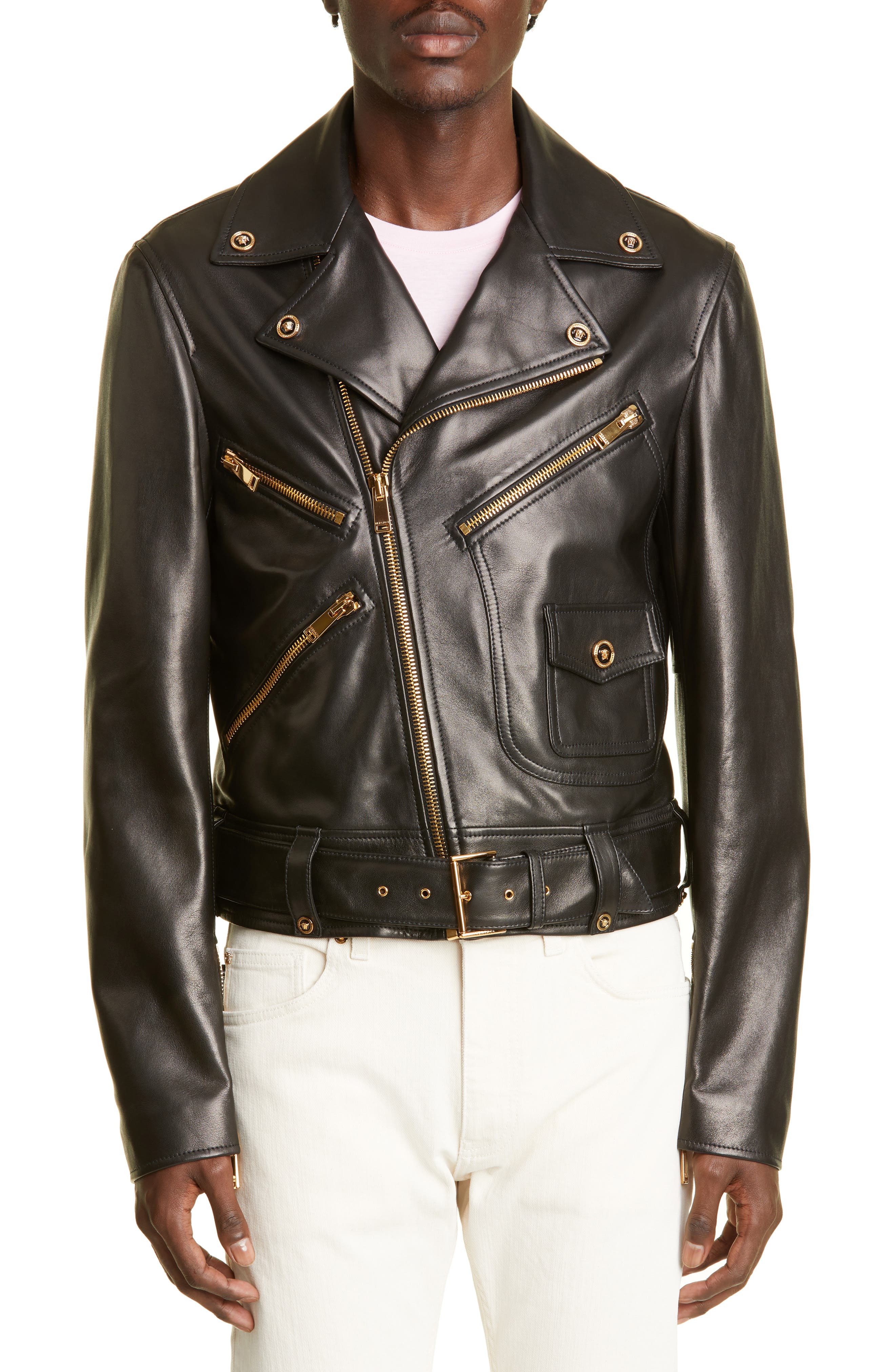 leather oversized biker jacket