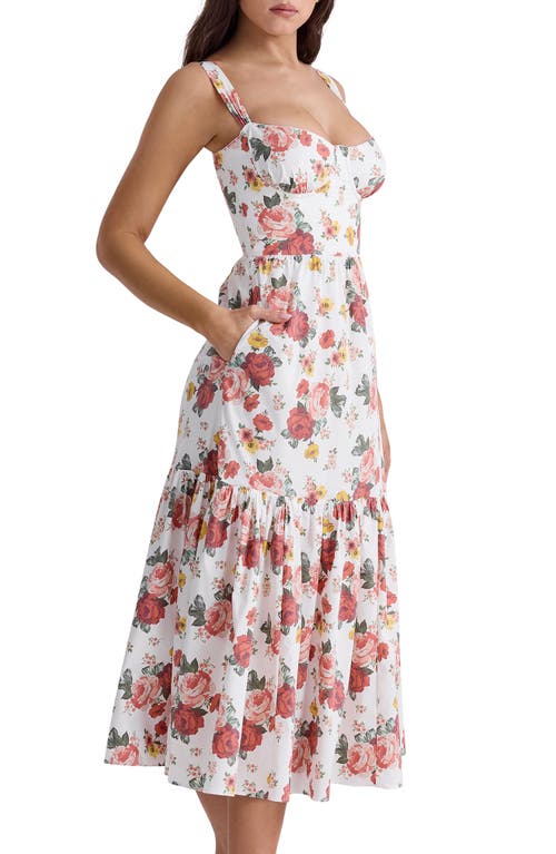 Shop House Of Cb Elia Floral Sweetheart Neck Sundress In Rose Print