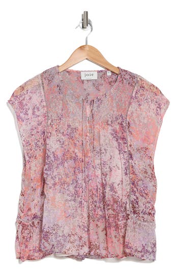 Joie Thana Print Silk Top In Pink