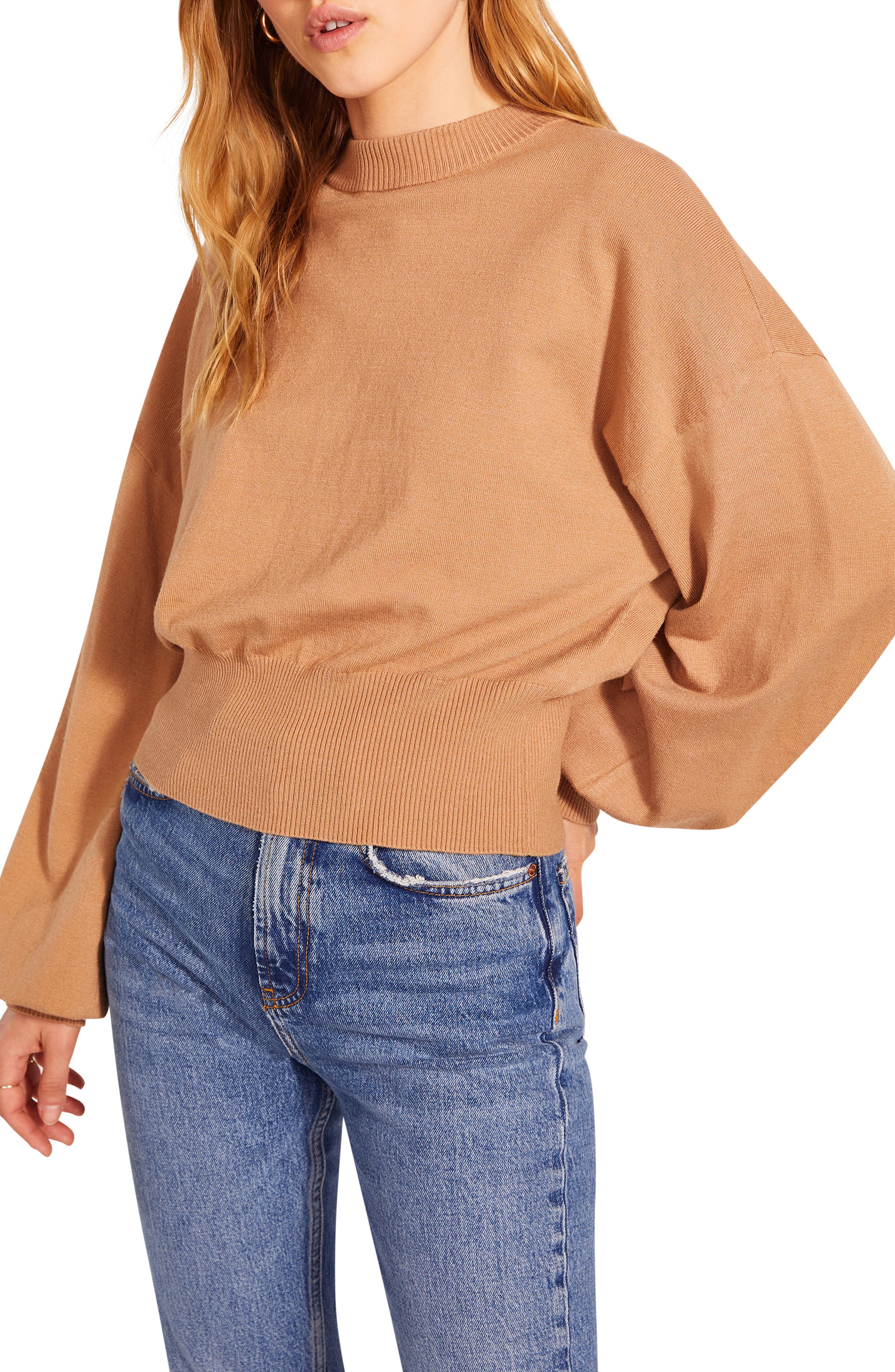 mock neck bell sleeve sweater