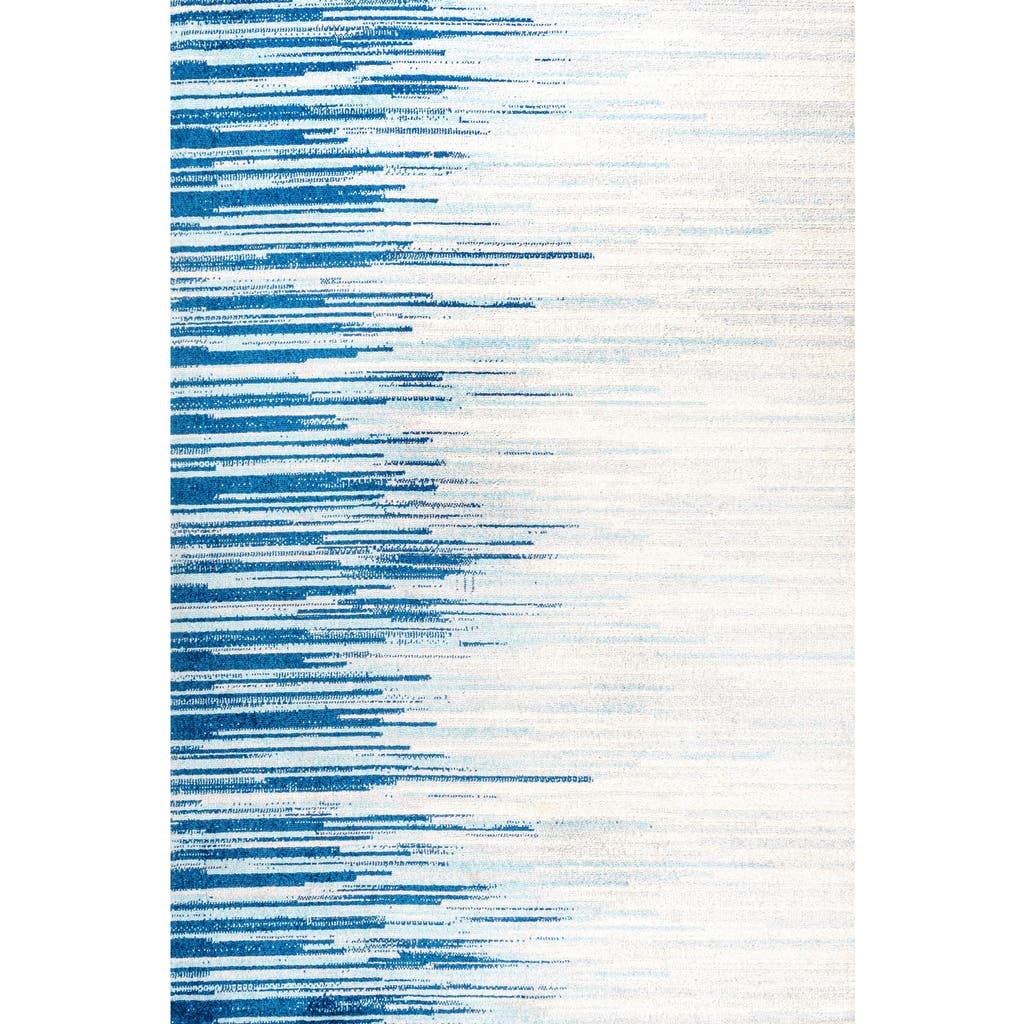 Jonathan Y Linear Modern Half-stripe Area Rug In Blue/cream