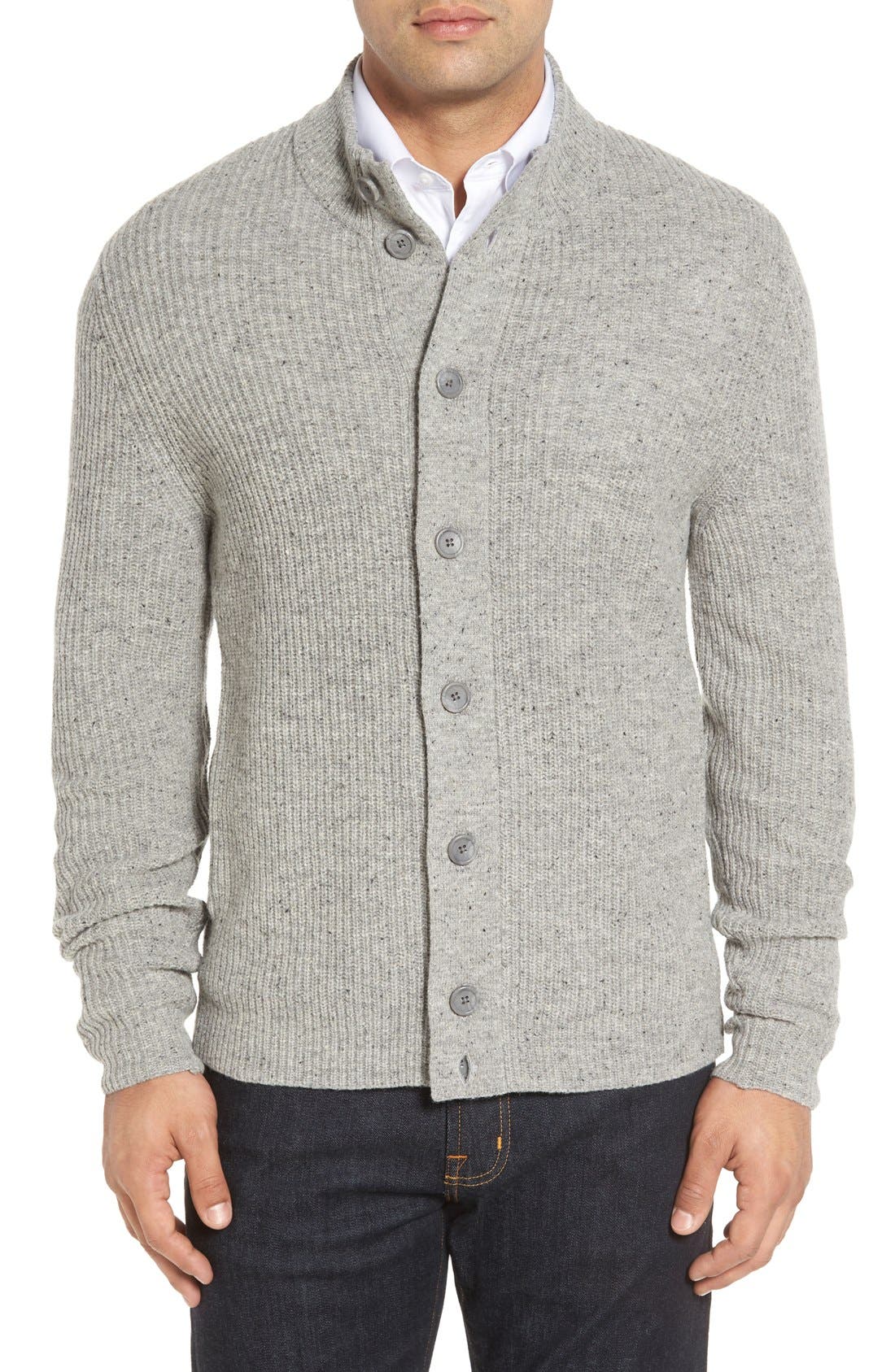 Nordstrom Men's Shop Mock Neck Wool Blend Button Cardigan Nordstrom