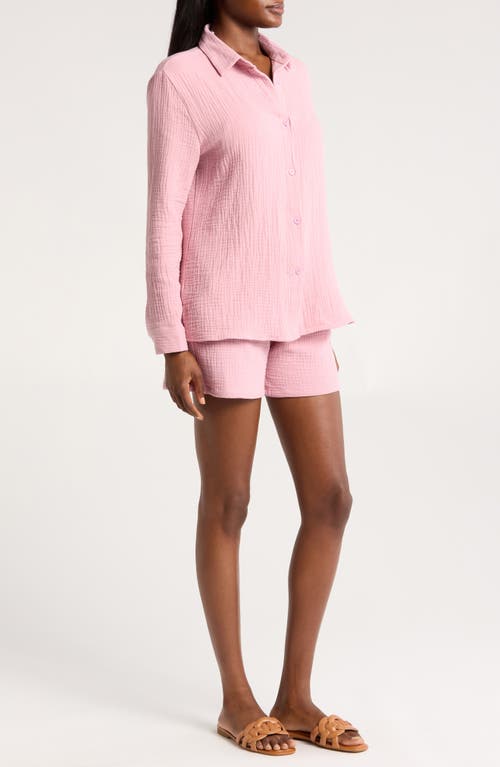 Shop Nordstrom Double Gauze Shirt & Shorts Cover-up Set In Pink Zephyr