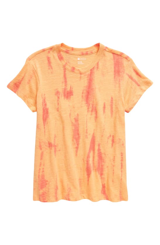 Zella Girl Kids' Tie Dye Cotton T-shirt In Orange/ Pink Diva