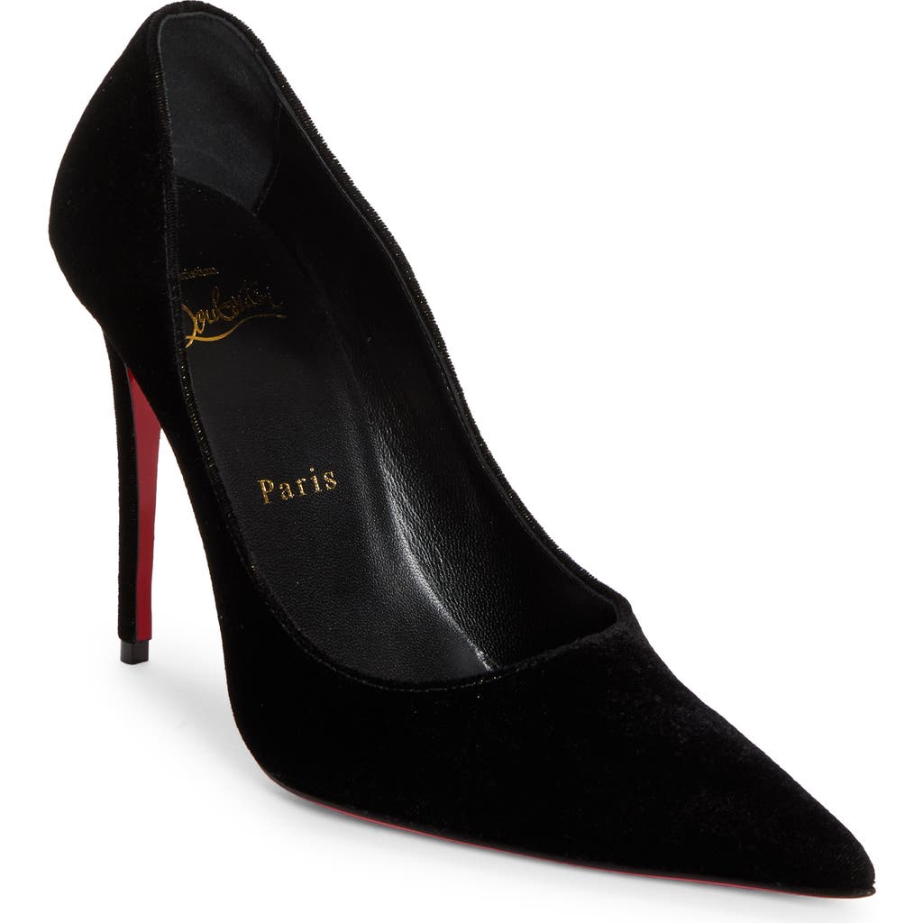 Shop Christian Louboutin Kate Velvet Pump In Black/lin Black