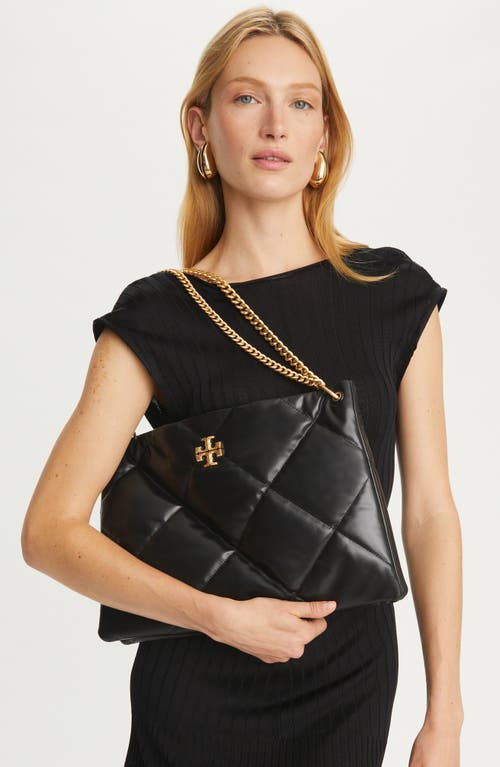 Shop Tory Burch Kira Diamond Quilted Leather Hobo Bag In Black