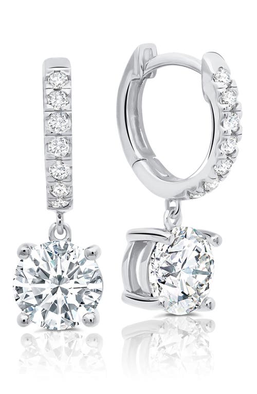 Cubic Zirconia Huggie Earrings in Platinum