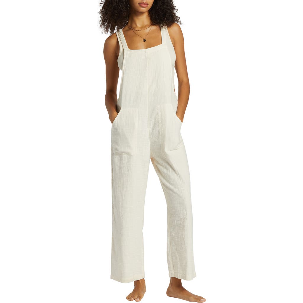 Shop Billabong Pacific Time Cotton Gauze Jumpsuit In White Cap