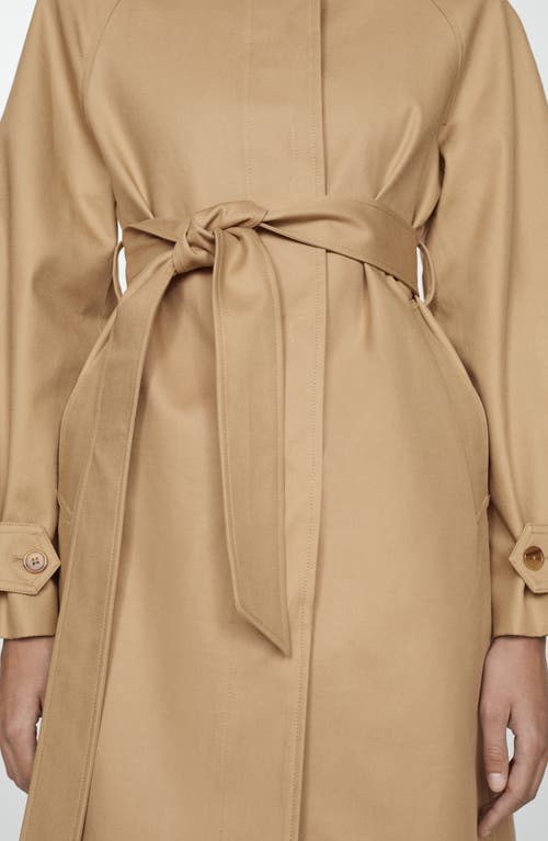 Shop Mango Tie Belt Trench Coat In Medium Brown