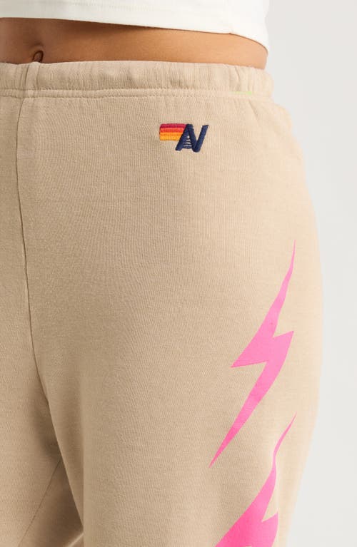 Shop Aviator Nation Bolt 4 Sweatpants In Sand/neon Pink