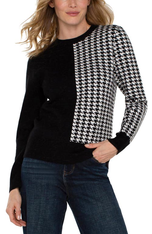 Shop Liverpool Colorblock Houndstooth Check Sweater In Black/white Houndstooth