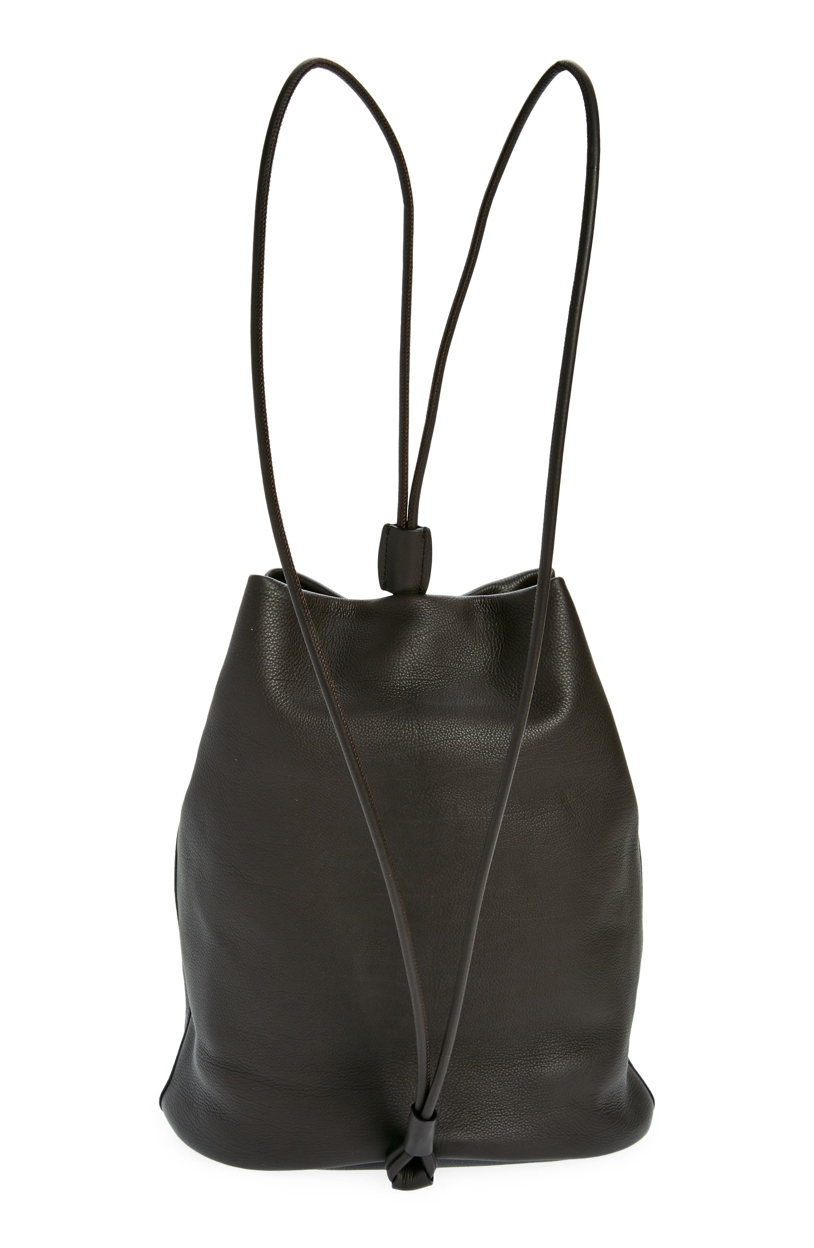 Joey Black Leather Round Backpack The Row Joe grained leather backpack The Row main image 3