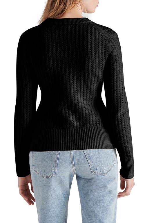 Shop Steve Madden Illiana Open Stitch Cardigan In Black