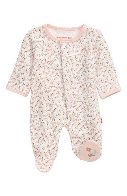 Magnetic Me Bedford Floral Organic Cotton Footie in Pink at Nordstrom, Size 18-24M