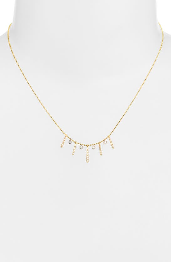 Meira T Metro T 14k Yellow & White Gold Diamond Bar Necklace, 18 In Two Toned Yellow Gold