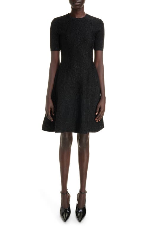Givenchy Metallic Floral Jacquard Fit & Flare Dress Black at Nordstrom,