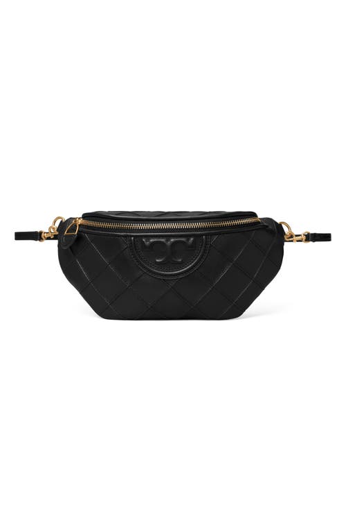 Tory Burch Fleming Soft Quilted Leather Belt Bag In Black