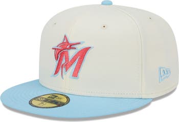 New Era Men's New Era Cream/Light Blue Miami Marlins Spring Color Two-Tone  59FIFTY Fitted Hat
