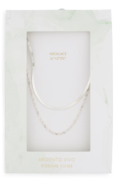 Argento Vivo Sterling Silver Herringbone Layered Necklace In Silver