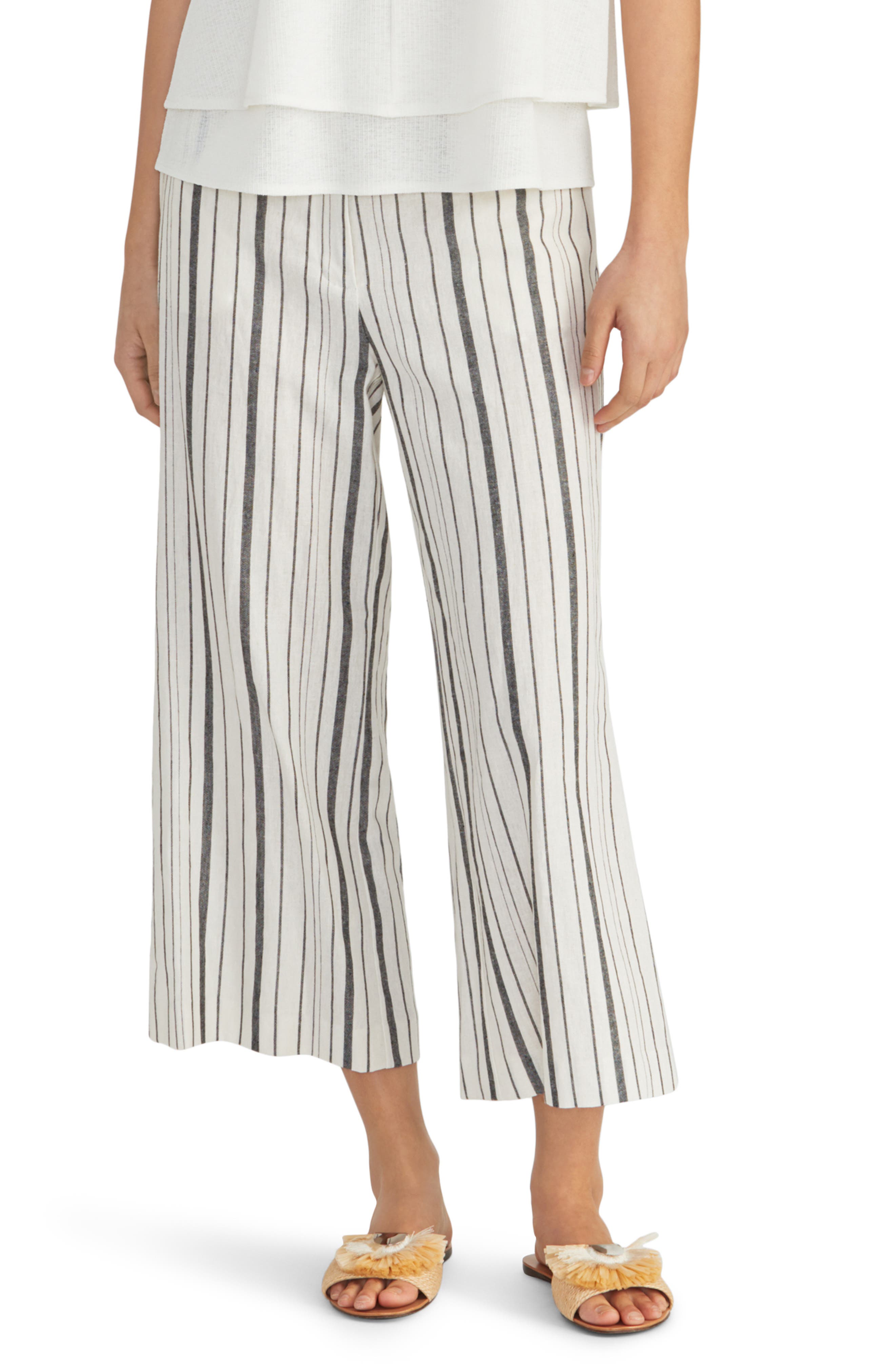 Rachel Roy Collection Stripe Linen Blend Crop Wide Leg Pants Nordstrom